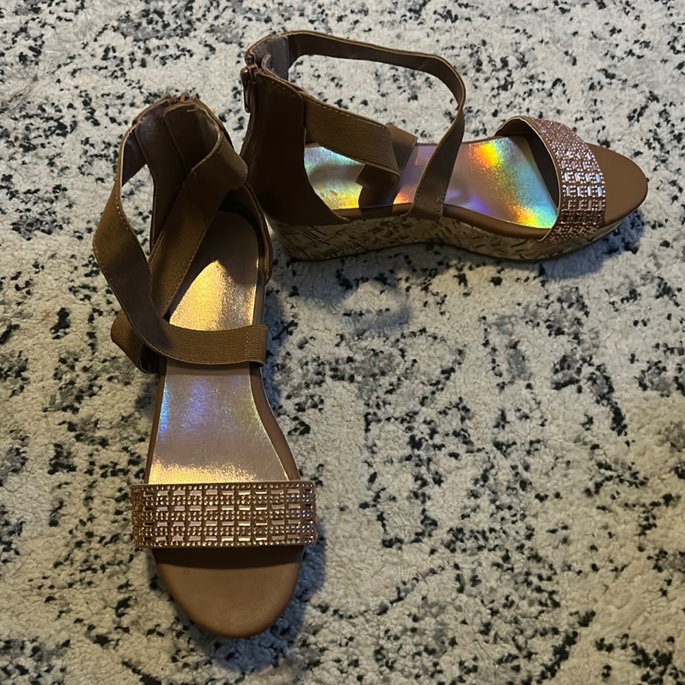 Girls brown wedge sandals